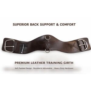 Total Saddle Fit Contoured Leather Horse Girth Brown w/ 3 D Rings Adjustable